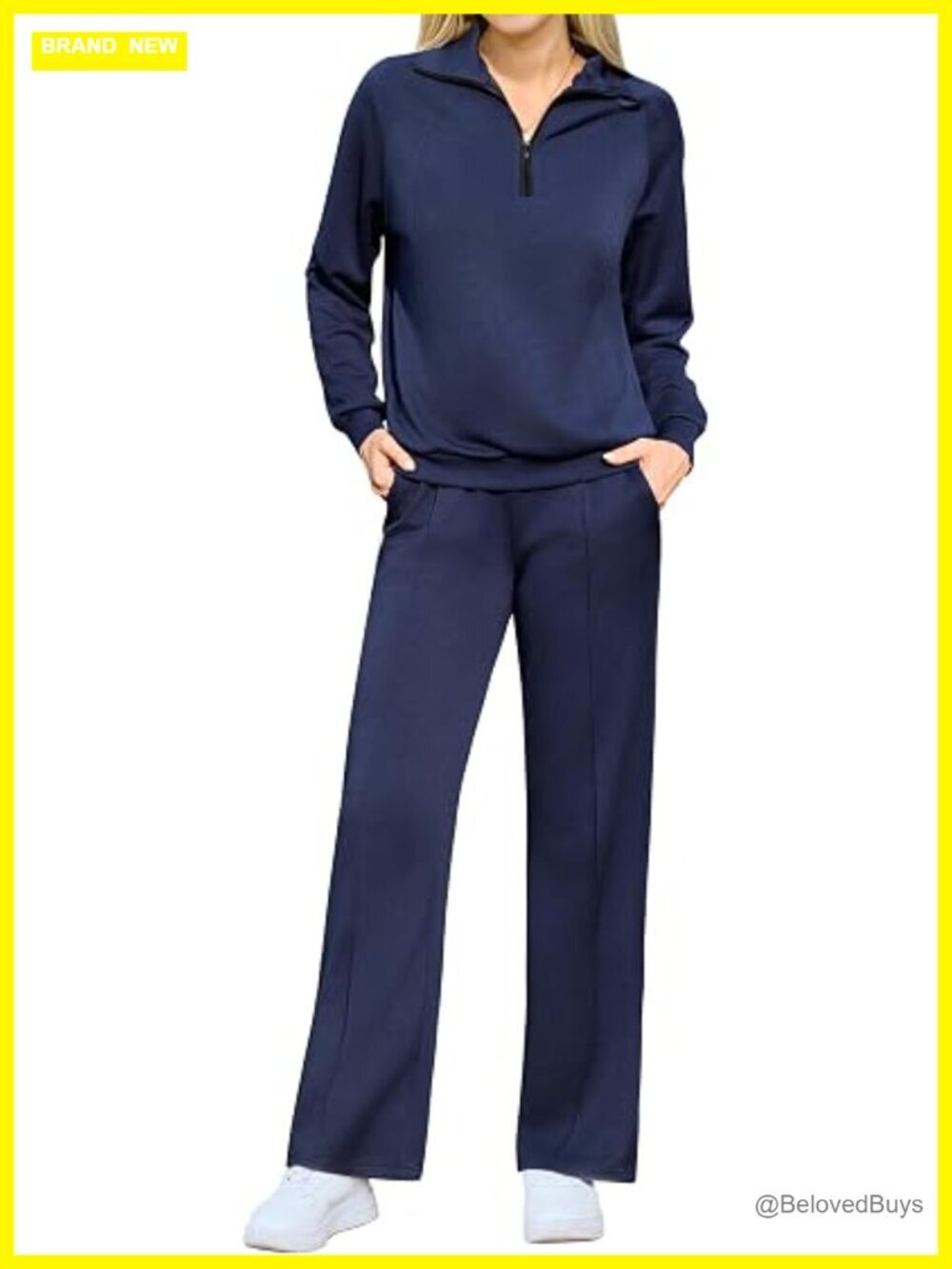 Women's 2 Piece Tracksuit Set Half Zip Sweatshirt Wide Leg Lounge Pants Travel